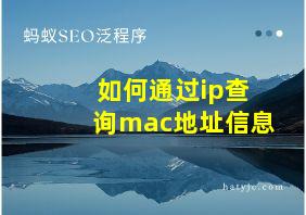 如何通过ip查询mac地址信息