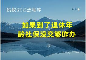 如果到了退休年龄社保没交够咋办