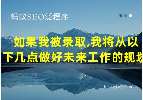 如果我被录取,我将从以下几点做好未来工作的规划