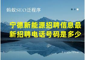 宁德新能源招聘信息最新招聘电话号码是多少