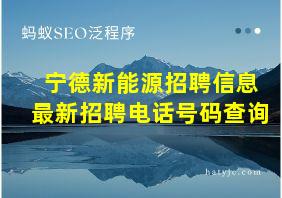 宁德新能源招聘信息最新招聘电话号码查询