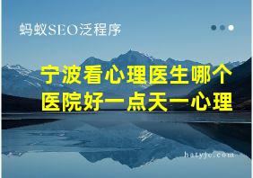 宁波看心理医生哪个医院好一点天一心理