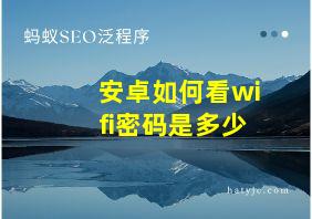 安卓如何看wifi密码是多少