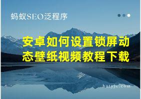 安卓如何设置锁屏动态壁纸视频教程下载