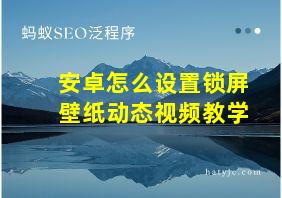 安卓怎么设置锁屏壁纸动态视频教学