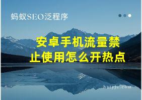 安卓手机流量禁止使用怎么开热点