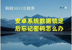 安卓系统数据锁定后忘记密码怎么办