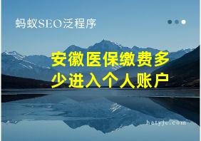 安徽医保缴费多少进入个人账户