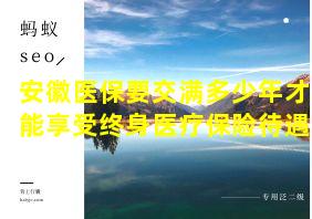 安徽医保要交满多少年才能享受终身医疗保险待遇