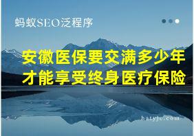 安徽医保要交满多少年才能享受终身医疗保险