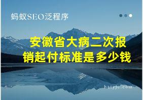 安徽省大病二次报销起付标准是多少钱