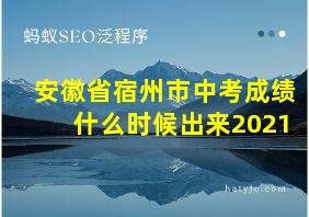 安徽省宿州市中考成绩什么时候出来2021