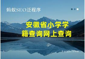 安徽省小学学籍查询网上查询