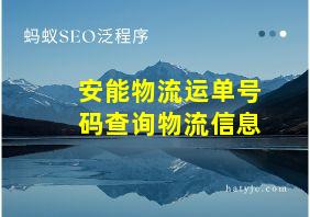 安能物流运单号码查询物流信息