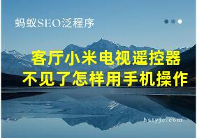 客厅小米电视遥控器不见了怎样用手机操作