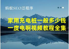 家用充电桩一般多少钱一度电啊视频教程全集