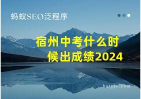 宿州中考什么时候出成绩2024