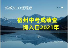 宿州中考成绩查询入口2021年