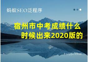 宿州市中考成绩什么时候出来2020版的