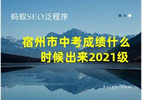 宿州市中考成绩什么时候出来2021级