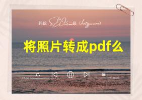 将照片转成pdf么