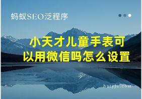 小天才儿童手表可以用微信吗怎么设置