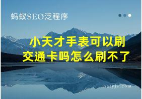 小天才手表可以刷交通卡吗怎么刷不了