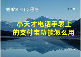 小天才电话手表上的支付宝功能怎么用