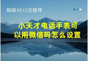 小天才电话手表可以用微信吗怎么设置