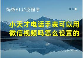 小天才电话手表可以用微信视频吗怎么设置的