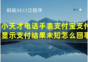 小天才电话手表支付宝支付显示支付结果未知怎么回事