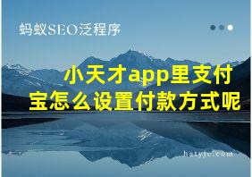 小天才app里支付宝怎么设置付款方式呢