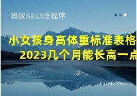 小女孩身高体重标准表格2023几个月能长高一点