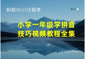 小学一年级学拼音技巧视频教程全集