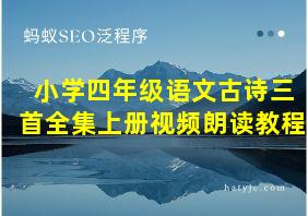 小学四年级语文古诗三首全集上册视频朗读教程