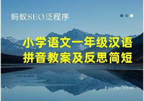 小学语文一年级汉语拼音教案及反思简短