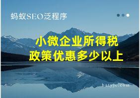 小微企业所得税政策优惠多少以上