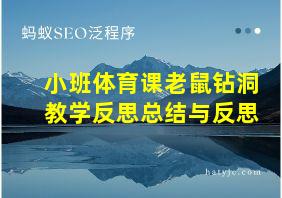 小班体育课老鼠钻洞教学反思总结与反思