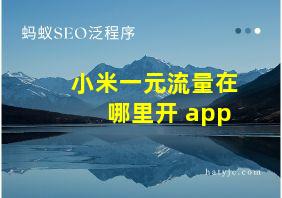 小米一元流量在哪里开 app