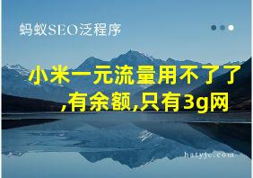 小米一元流量用不了了,有余额,只有3g网