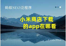 小米商店下载的app在哪看