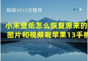 小米壁纸怎么恢复原来的图片和视频呢苹果13手机