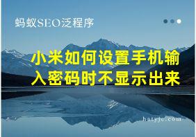 小米如何设置手机输入密码时不显示出来