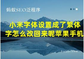 小米字体设置成了繁体字怎么改回来呢苹果手机