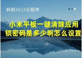 小米平板一键清除应用锁密码是多少啊怎么设置