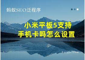 小米平板5支持手机卡吗怎么设置