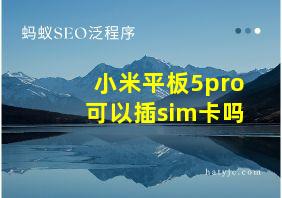 小米平板5pro可以插sim卡吗