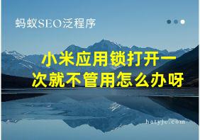 小米应用锁打开一次就不管用怎么办呀