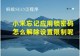 小米忘记应用锁密码怎么解除设置限制呢