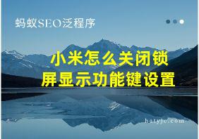 小米怎么关闭锁屏显示功能键设置